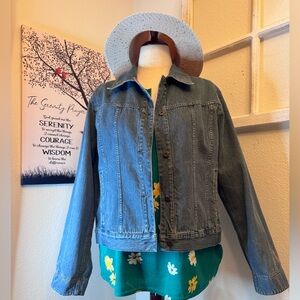 Liz Claiborne Blue Denim Jacket with Embroidered Collar